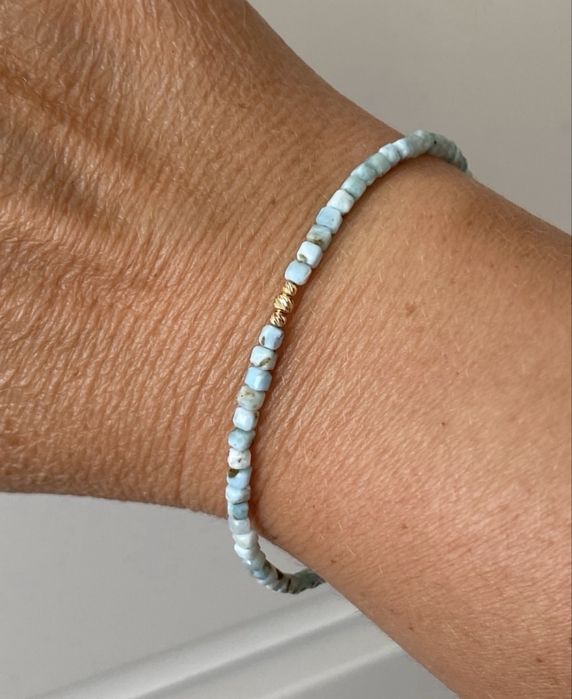 Larimar, bransoletka z larimaru , zloto 375, larimary