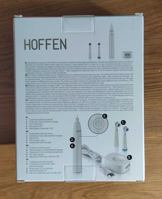 Szczoteczka oscylacyjna akumulatorowa Hoffen 3 tryby pracy timer nowa