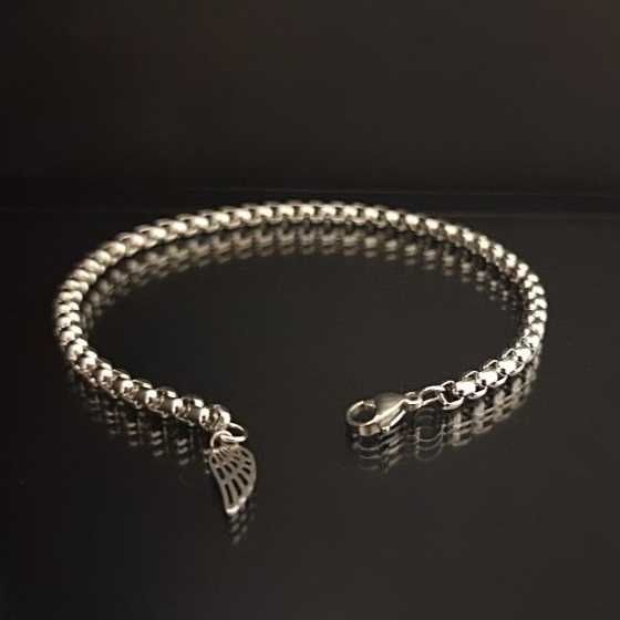 Pulseira bracelet homem mulher aço inoxidável asas pena motard