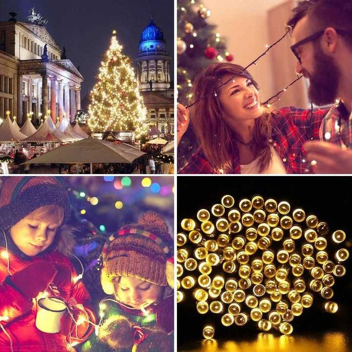 Lampki choinkowe 300 led ciepłe białe 21 metrów zewnętrzne i wewnętrzn