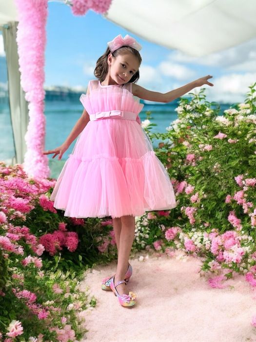 Сукня дитяча рожева пишна платье детское 74 80 110 116 120 122 плаття