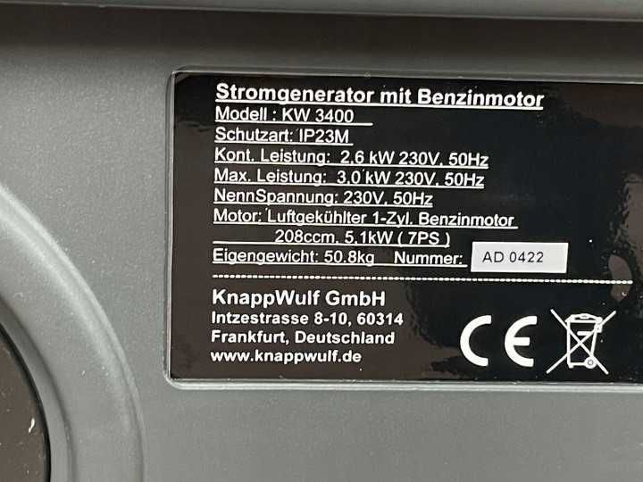 Генератор бензиновый Wiking Polska KW3400, 2700 Вт електрогенератор