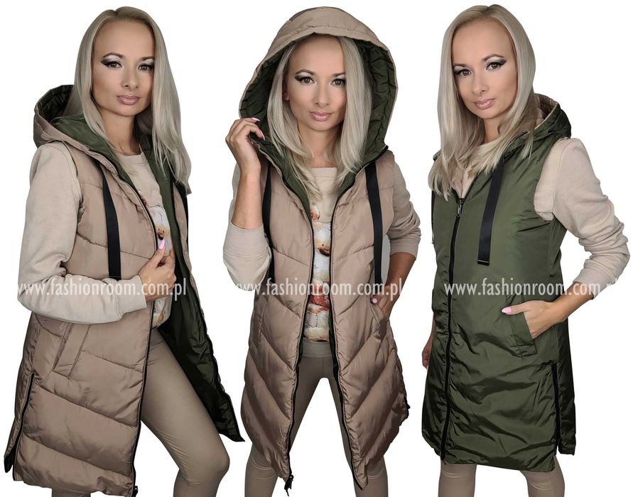S-7XL DWUSTRONNA KAMIZELKA damska bezrękawnik z kapturem TU rozm 6XL