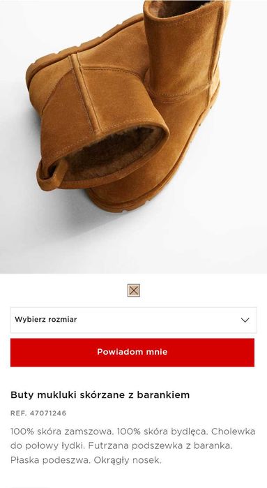 Skórzane buty zimowe na kożuszku Mango r.37
