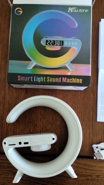 Relógio Candeeiro Carregador Wireless Despertador