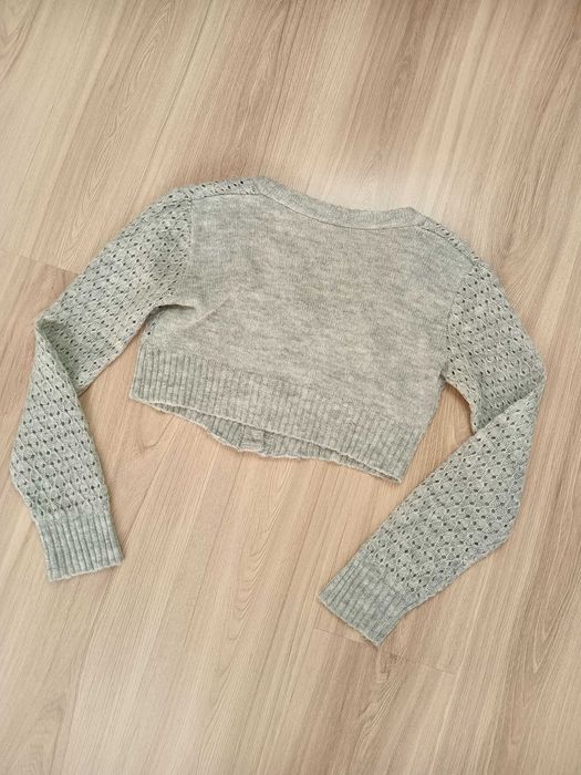 Krótki sweter top szary długi rękaw