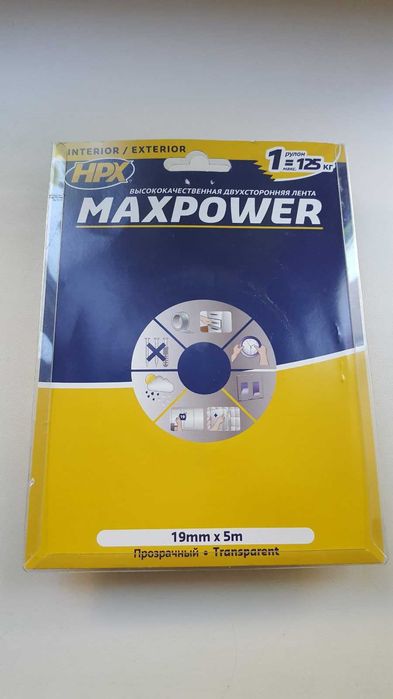 Лента двусторонняя MAXPOWER HPX 19мм х 5м прозрачная HT1905