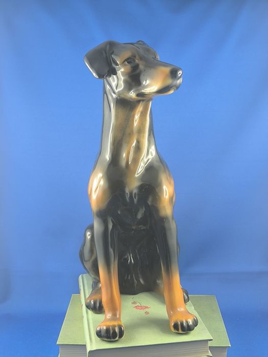 Doberman 39cm Jikohera Czechosłowacja #pies #porcelana #ceramika