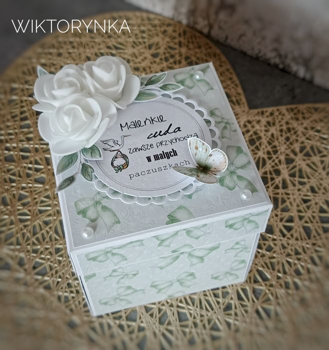 Pudełko, exploding box, narodziny dziecka, ręcznie robione.