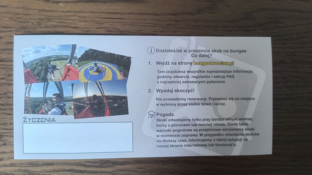 Voucher Bungee Wrocław na dwie osoby