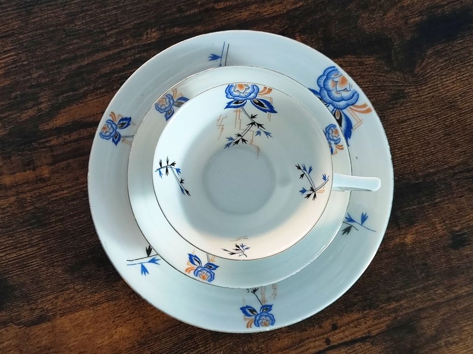 Trio, zestaw śniadaniowy, filiżanka, Schwarzenhammer Bavaria, 1910-23