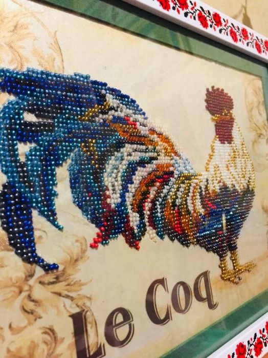 Картина бісером "Півень", український оберіг