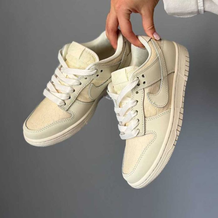 Кросівки Nike SB Dunk Low Lace Pack Soft Pearl | кеди Найк СБ Данк Лов Лейс Пак Софт Пірл бежевого кольору шкіряні