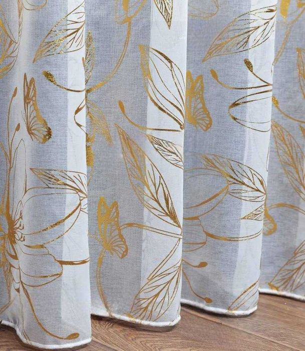 Тюль батист Flowers с цветочным принтом, тюль под лен, тюль с цветами