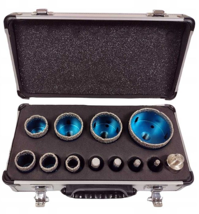 Otwornice diamentowe do gresu i betonu 11szt. + adapter M14 3/8