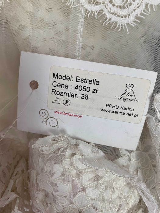 Nowa suknia ślubna 38 M koronkowa syrena z dekoltem halter rustykalna