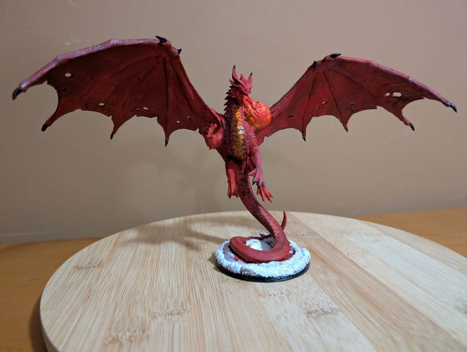 Dragão Vermelho - Estátua de Resina Pintada