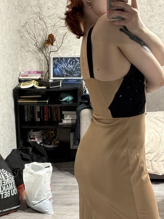 КОМПЛЕКТ Платье H&M Атласное с завязками Ted Baker S По фигуре Чёрное