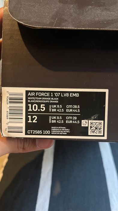 Nike Air Force 1 '07 LV8 EMB Tamanho 44.5