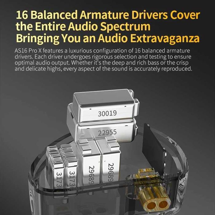 ‼️ KZ AS16 Pro X (black, mic) - 16и драйверные арматурные IEM наушники