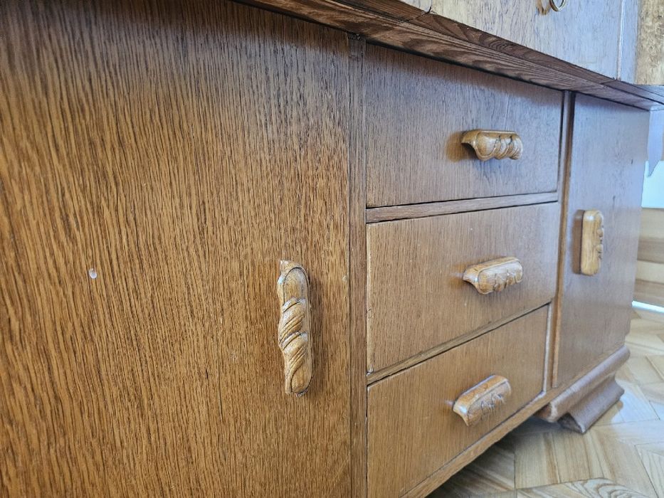 Toaletka Art Deco z lustrem – orzech czeczota, bieliźniarka komoda