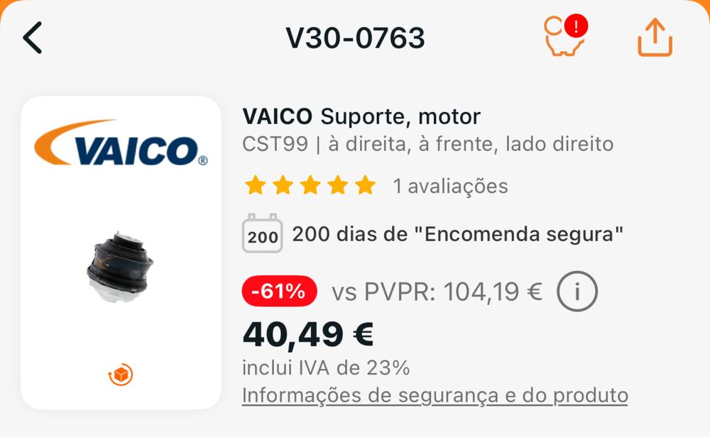 Apoio do motor Vaico Mercedes