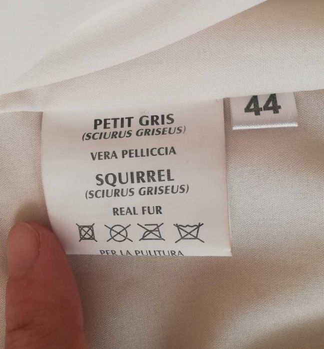 Futro z wiewiórek kurtka futrzana kremowa jasny beż r. 44 stan bdb