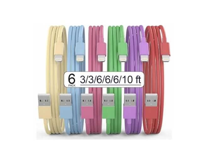 Kabel do ładowania iPhone, 6 sztuk (1/1/2/2/2/3 m)