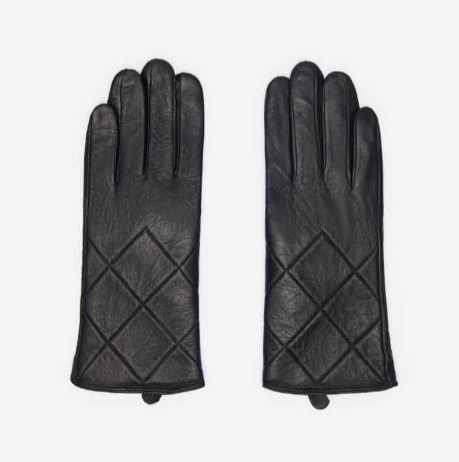 Кожаные женские перчатки черные