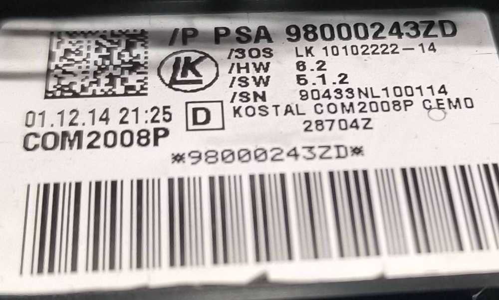 Fita de Airbags 98000243ZD - PEUGEOT 508 SW I