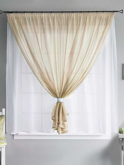 Короткий кухонний тюль «Арка» з підхватами