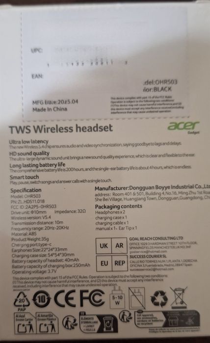 Auriculares acer novos e selados