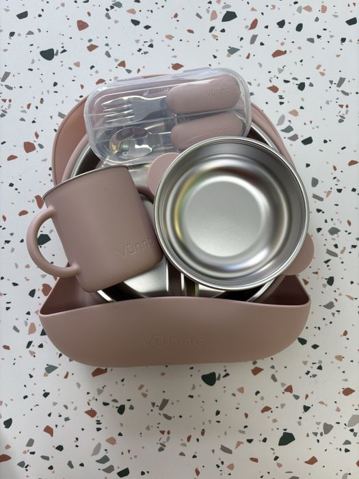Conjunto de Alimentação Infantil em Silicone e Aço Inoxidável