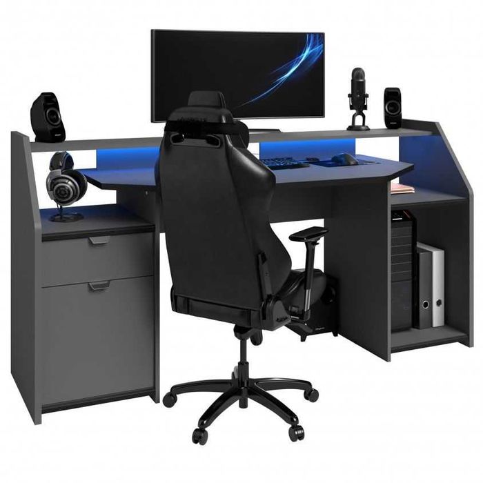 Secretária GAMER - 180cm COM LED/Estado Novo