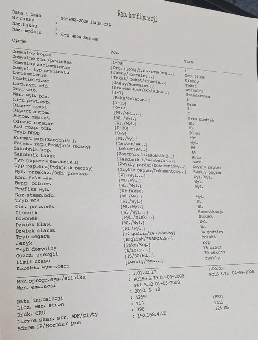 Drukarka laserowa Samsung SCX-4623FW WIFI   skaner ksero sieć