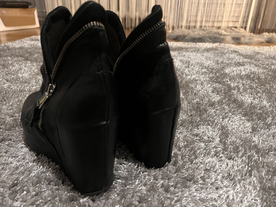 Skorzane wloskie botki roz 40 /39,5 , koturny 7cm ,piekne i elegantne