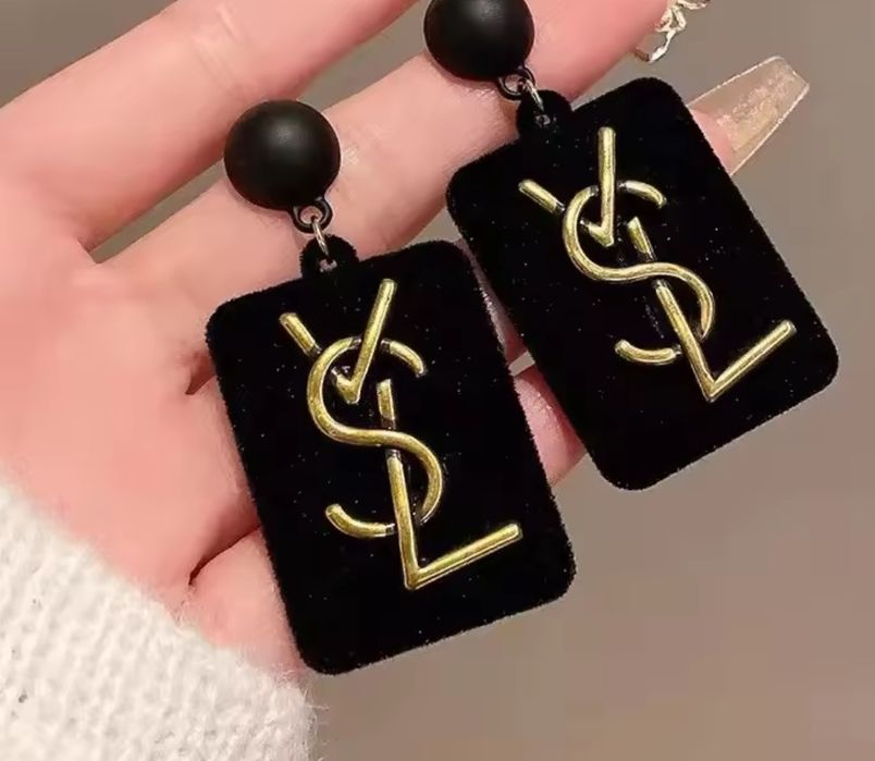 Przepiękne duże czarne kolczyki YSL