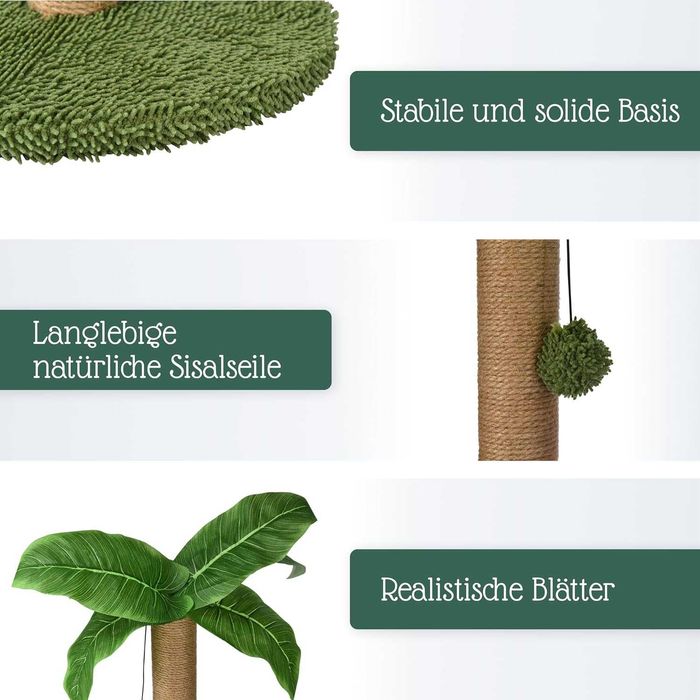 Stojący słupek wieża drapak dla kota palma z matą interaktywną zabawką