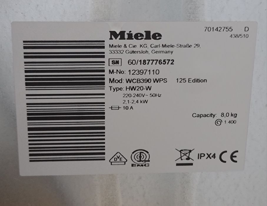 Пральна машина Miele WCB390WPS.2025 рік.Гарантія