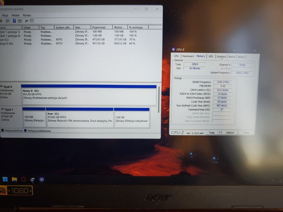 Acer Nitro 5 AN515-54 15,6" i5, 1x16GB, 1660ti