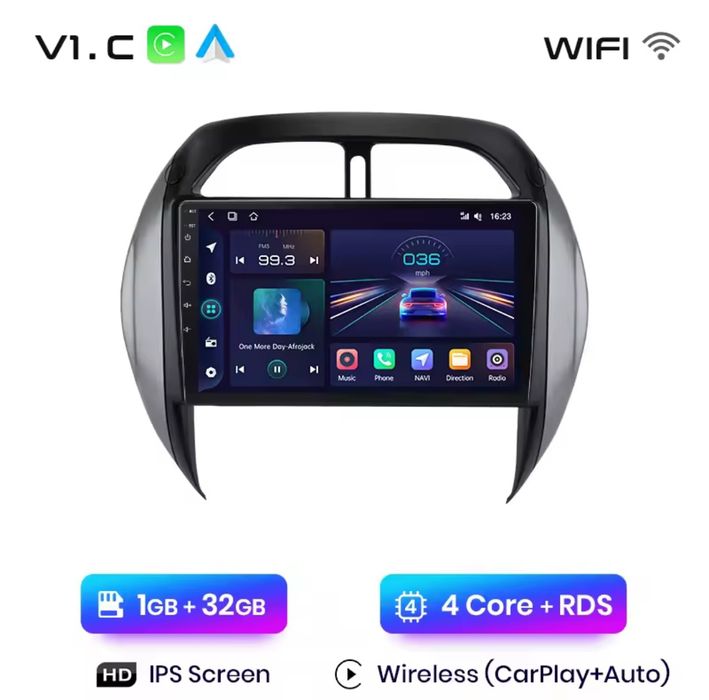 Rádio Android Carplay Wi-Fi Bluetooth RDS GPS Toyota Rav4 2003 a 2005