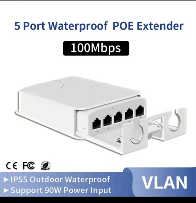 Гігабітний POE розширювач (5 портів)