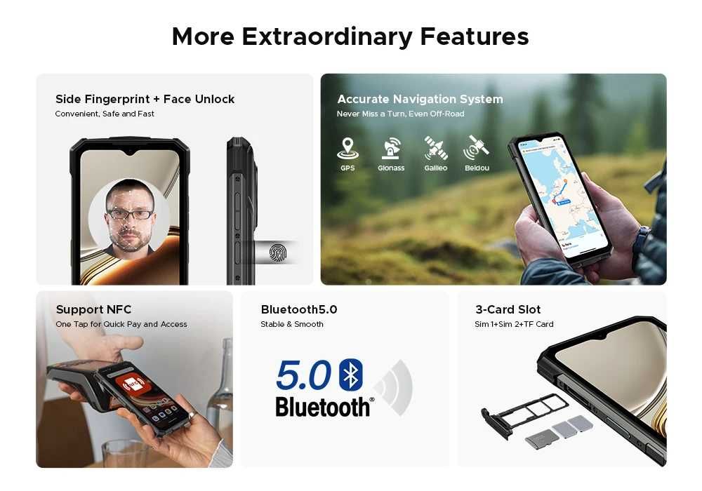 Telefone Ultra Resistente DOOGEE Fire 5 Ultra , 32GB (8+24) de RAM, 256GB de ROM,