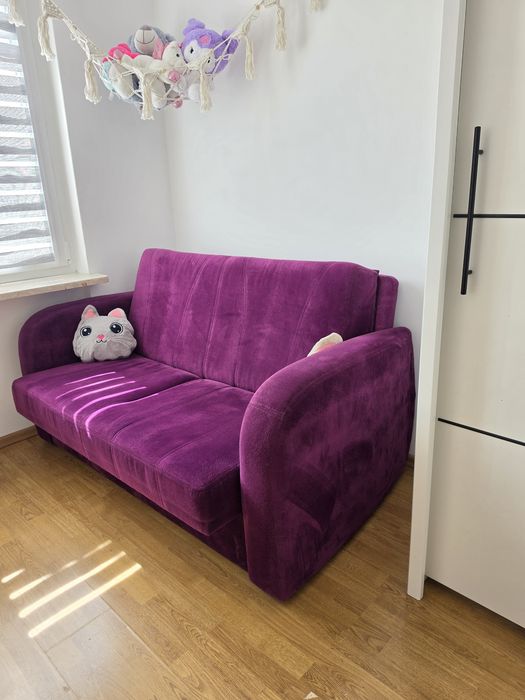 Łóżko tapczan wersalka kanapa sofa sprężyny DUŻA 157x110 fiolet