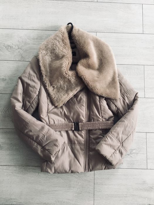 OKAZJA .Monnari XL 42 kurtka zimowa damska futerko kołnierz .