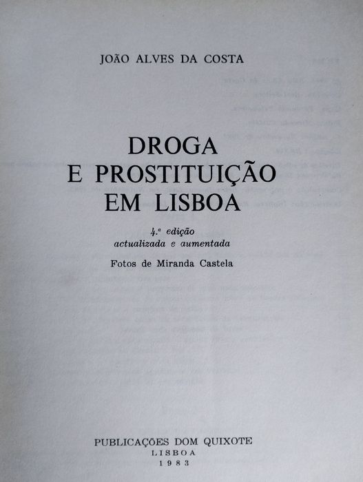 Livro Droga e Prostituição em Lisboa