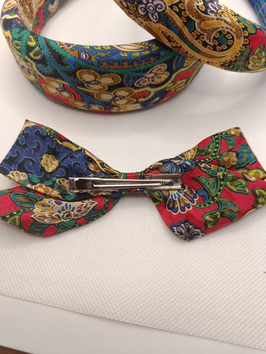 Opaska jedwabna do włosów mama córka handmade