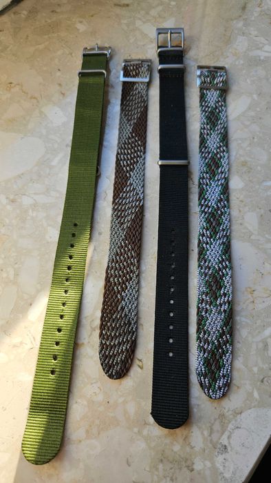 Pasek do zegarka zielony brązowy  18-19 mm nato, perlon