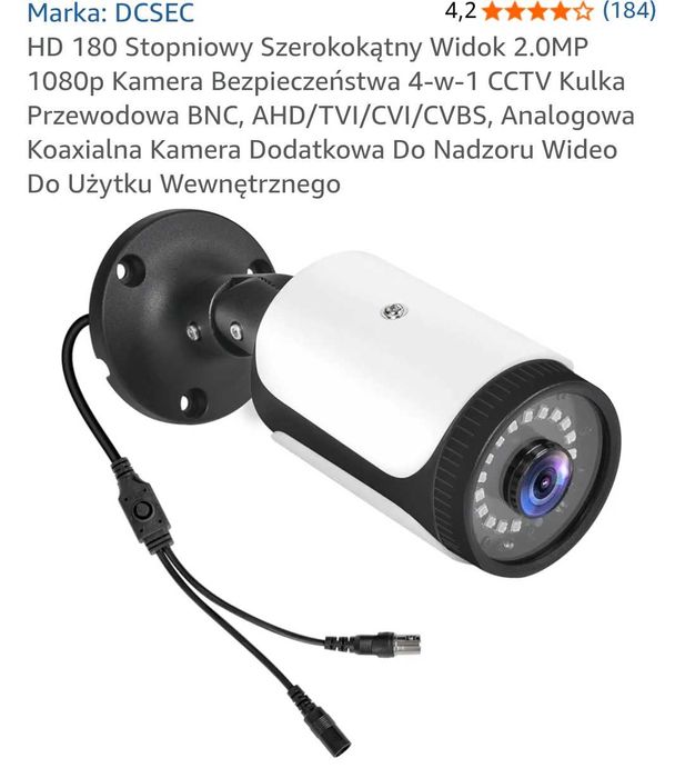 Kamera Bezpieczeństwa 4-w-1 CCTV Kulka HD 180 Stopniowy Szerokokątny Widok 2.0MP 1080p
