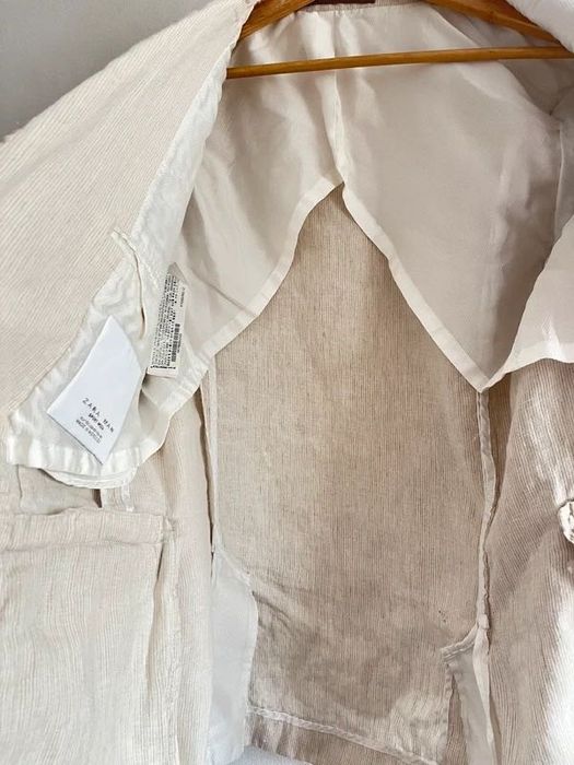 Blazer Zara em Linho Creme Cru 42-  Zara Blazer in Raw Cream Linen 42